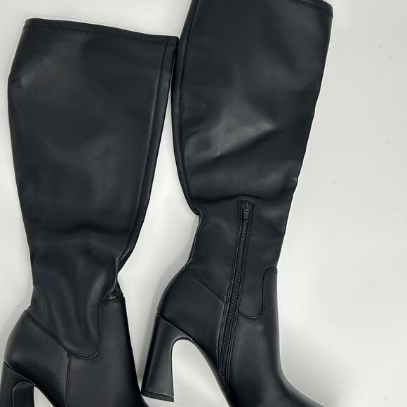 NEW Steve Madden Lamarca Tall Black Wide Calf Boots Size 8.5 WC Stretch Heels - Picture 3 of 7